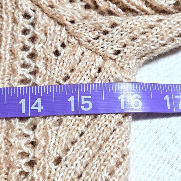 White House Black Market Heathered Coral Fold Down Collar Back Tie Knit Sweater - Picture 9 of 11